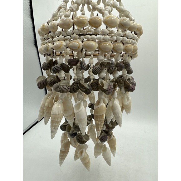 Dangling Shell Chandelier Handmade Wind Chime Home Decor 14x6” Nautical Ocean - Picture 6 of 10